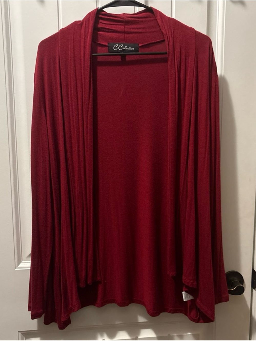 GG Collection Burgundy Open-Front Draped Cardigan woman’s large